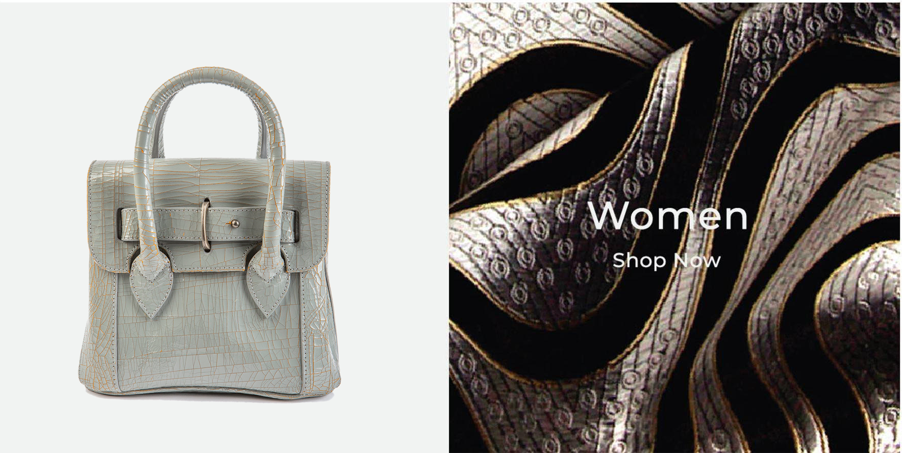womens purse and silk lining with shop now button