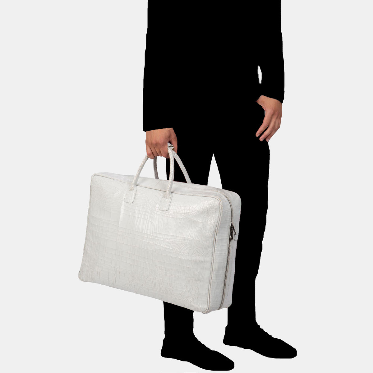 Luxury leather sustainable silk luggage carry-on carryall