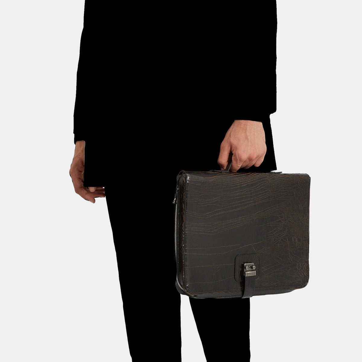 Luxury leather sustainable silk laptop case briefcase carry-on carryall