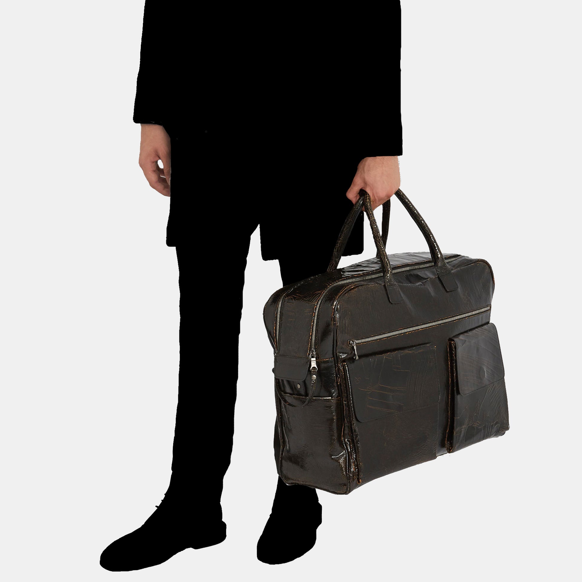 Luxury leather sustainable silk luggage carry-on carryall