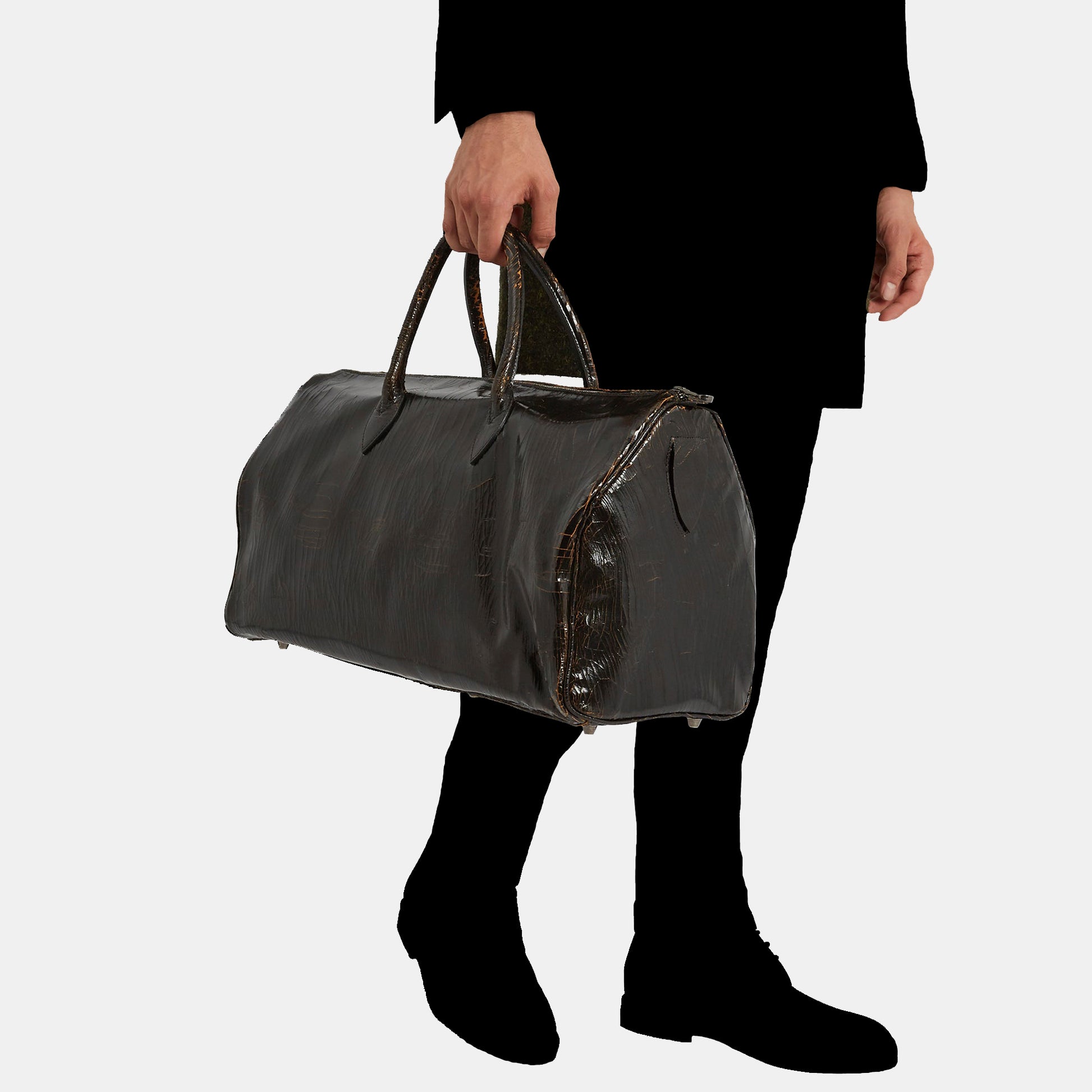 Luxury leather sustainable silk doctor shaped handbag carry-on carryall luggage