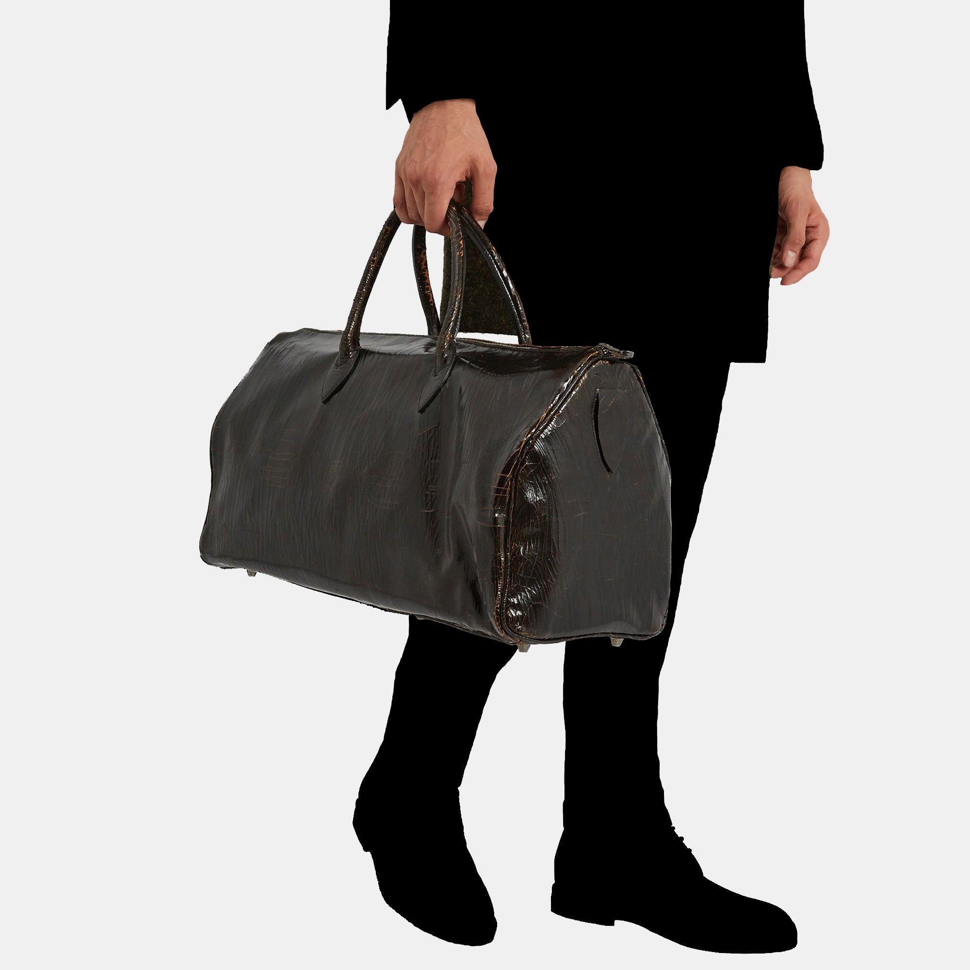 Luxury leather sustainable silk doctor shaped handbag carry-on carryall luggage