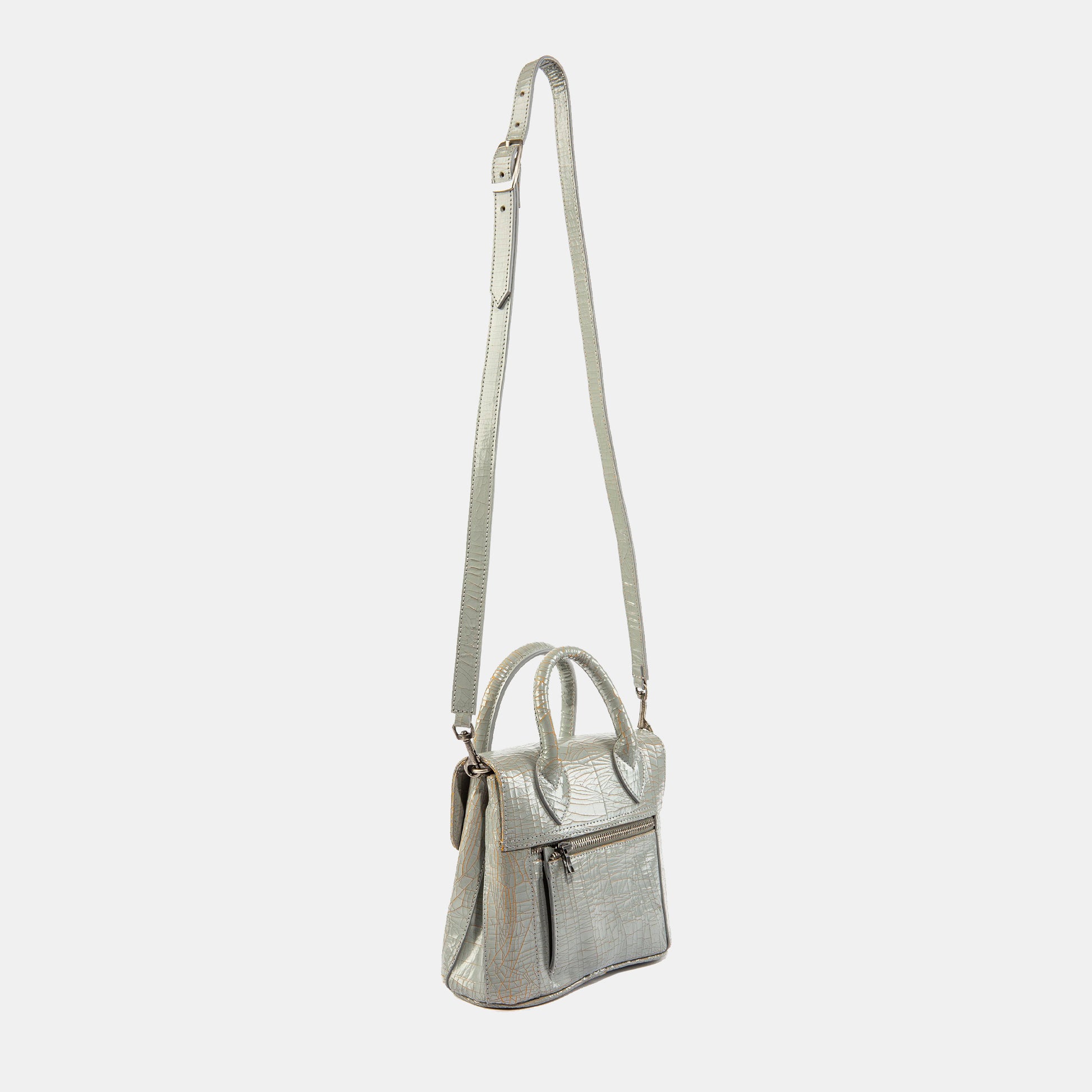 Luxury leather sustainable silk small handbag shoulder bag