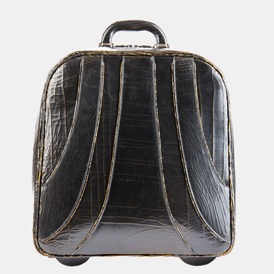 Luxury leather sustainable silk rolling bag luggage carry-on carryall