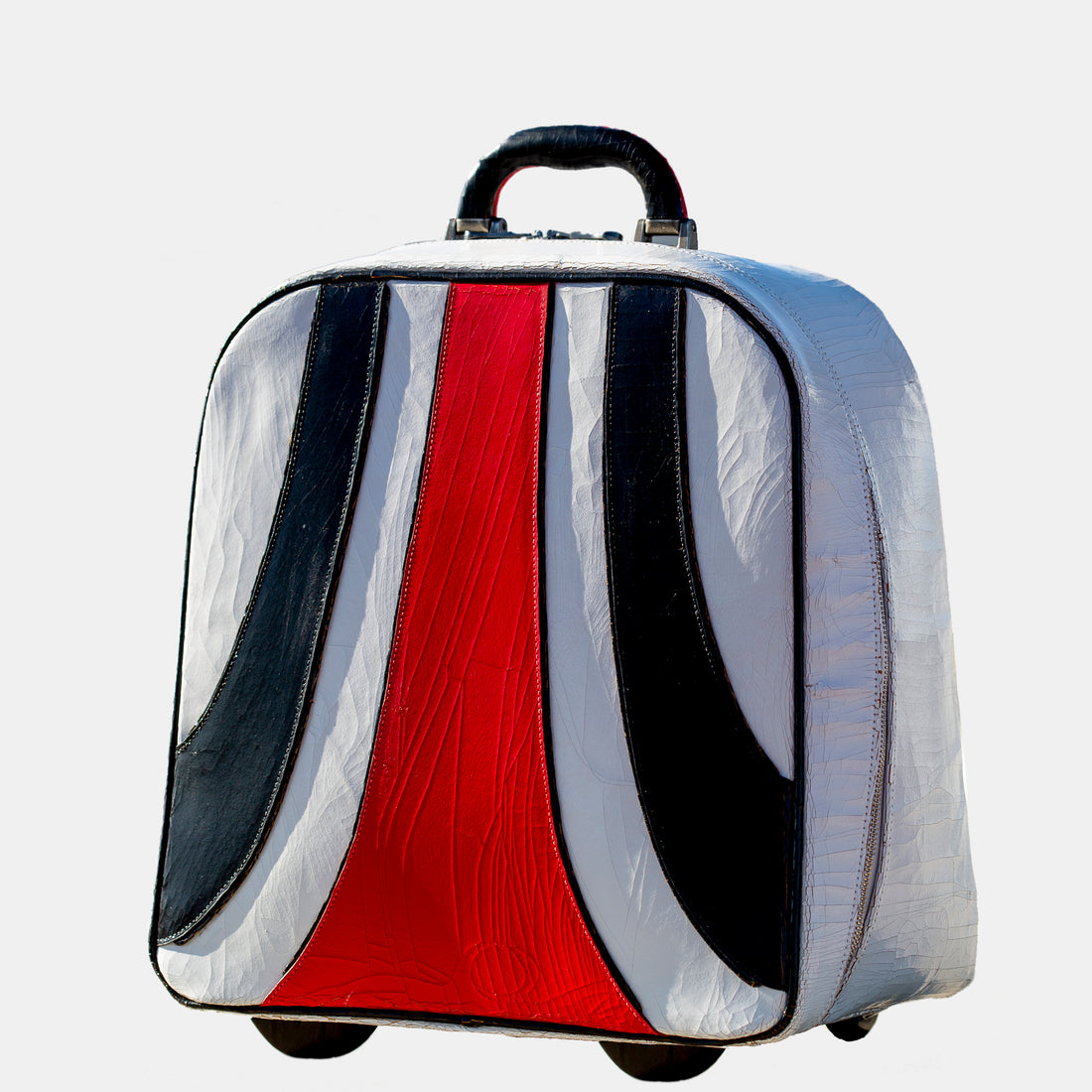 Luxury leather sustainable silk rolling bag luggage carry-on carryall