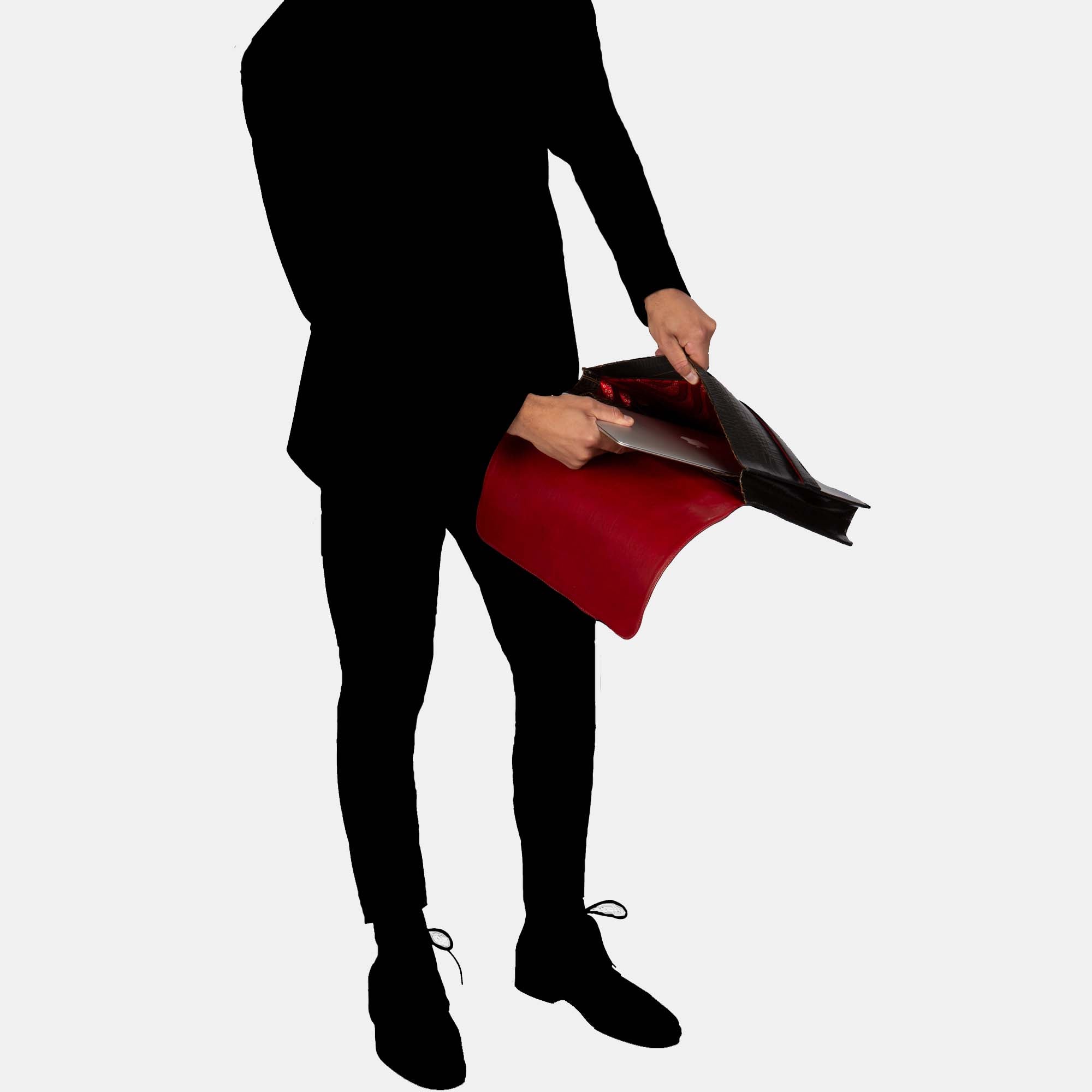 Luxury leather sustainable silk slim briefcase or laptop holder