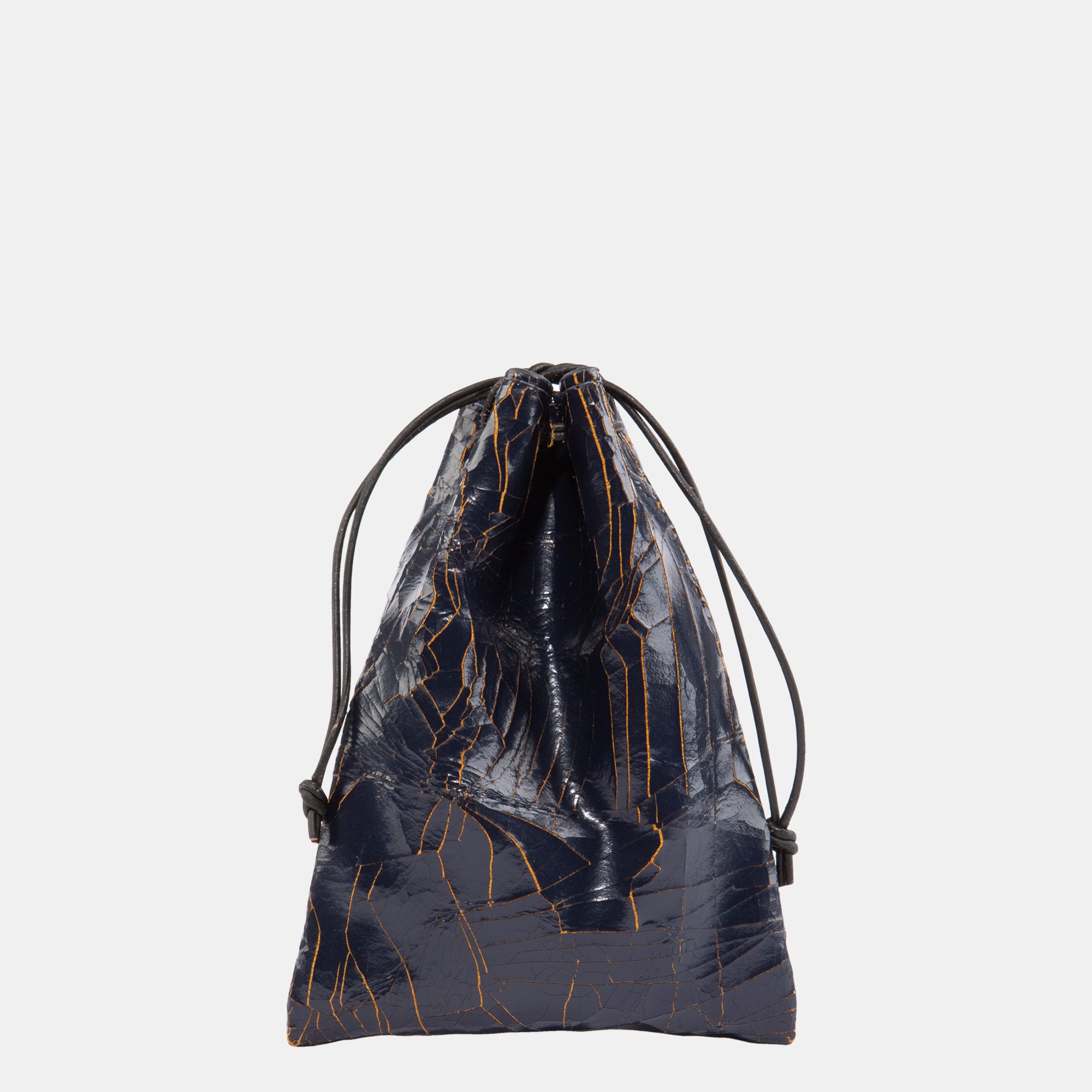 Luxury leather sustainable silk small money pouch bag drawstring