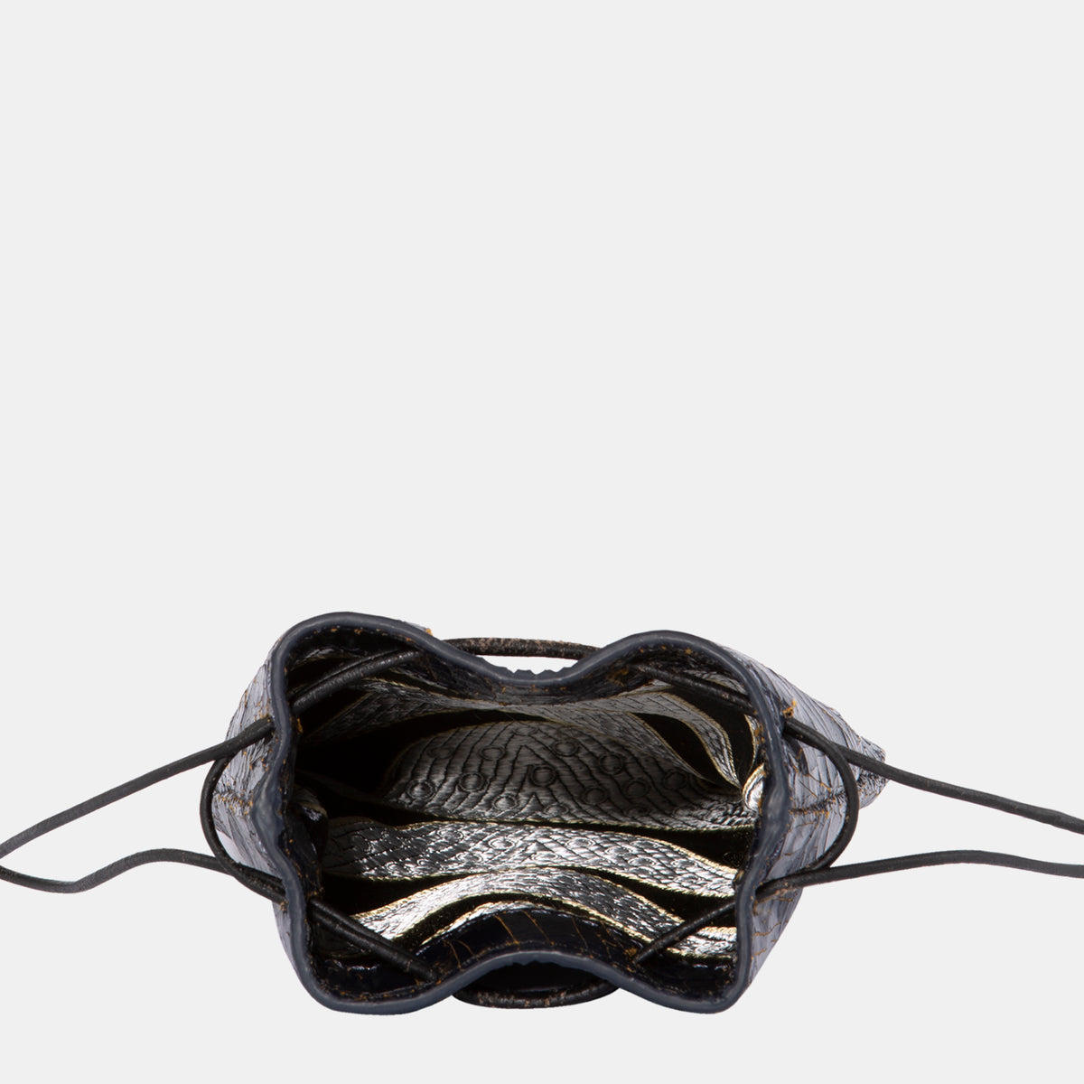 Luxury leather sustainable silk small money pouch bag drawstring