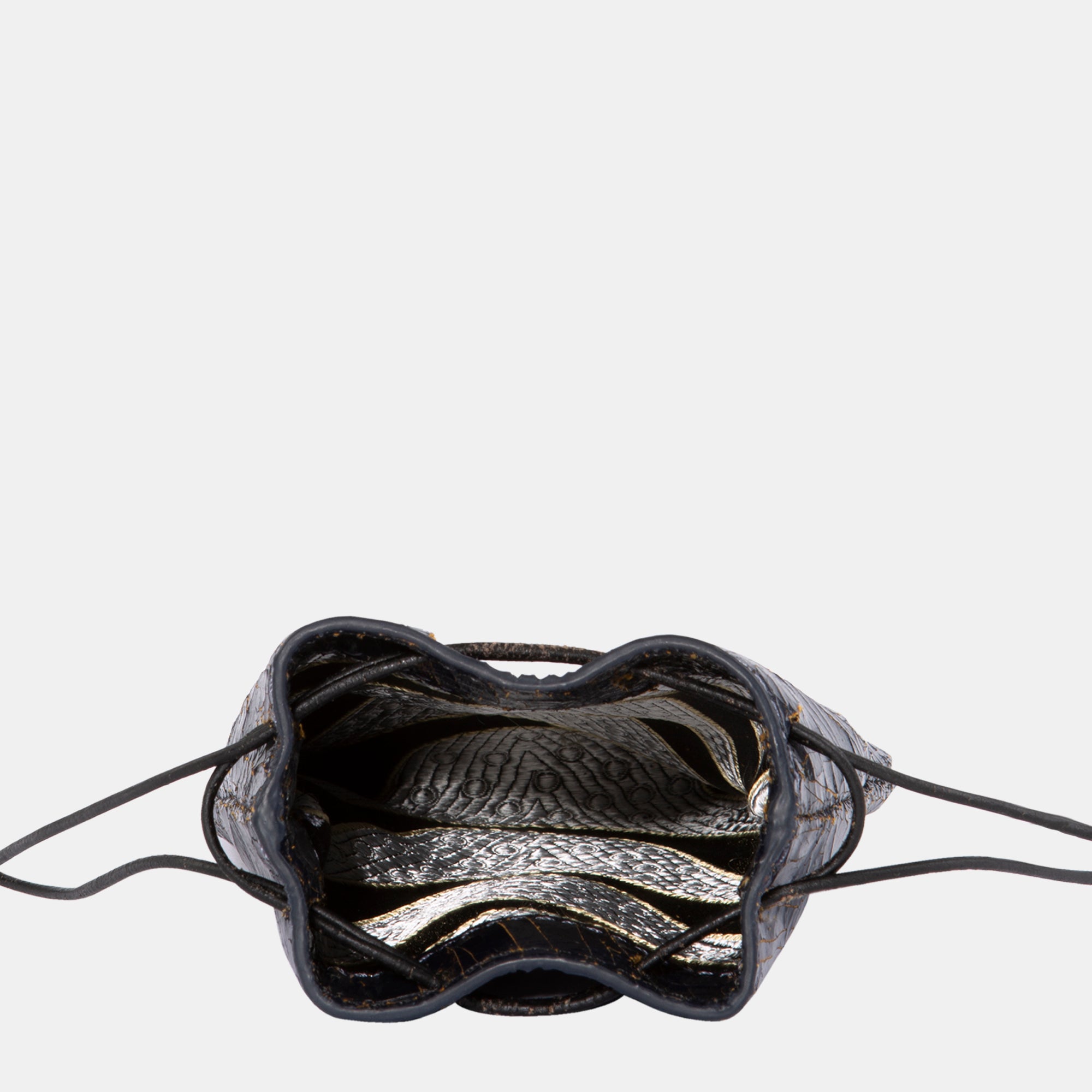 Luxury leather sustainable silk small money pouch bag drawstring