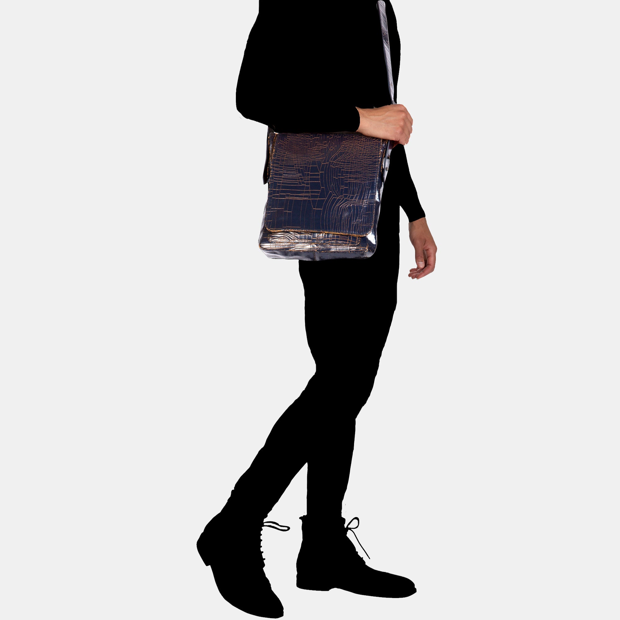 Luxury Leather sustainable silk messenger handbag crossbody bag