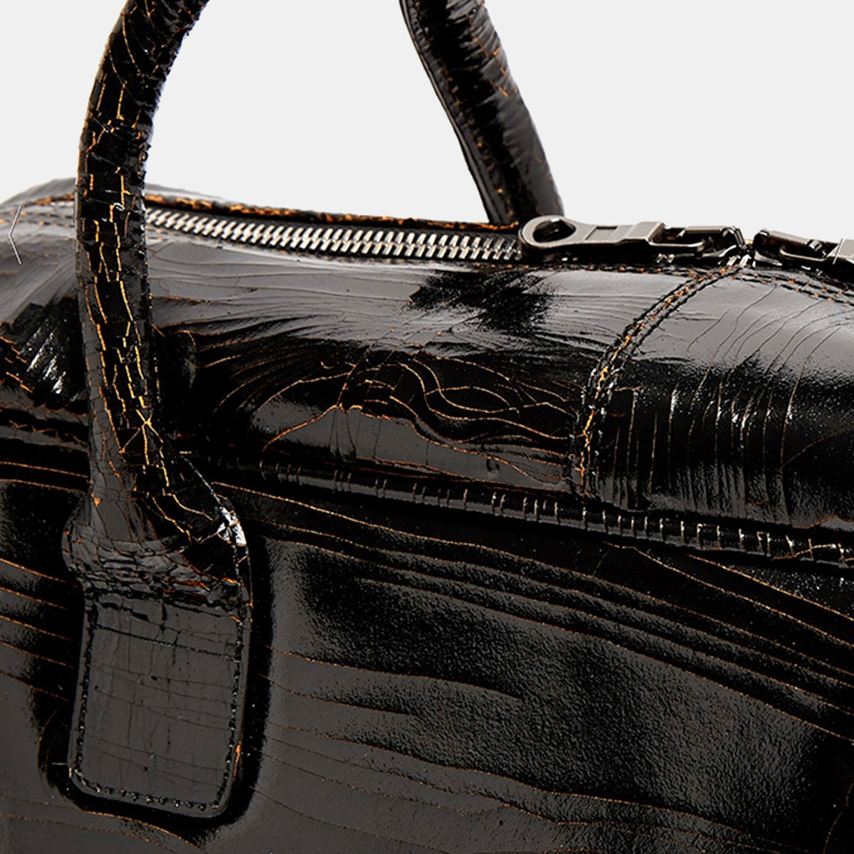 Black luxury leather Midi Benny Bag Luggage by Marc Marmel featuring a sleek, compact design with sturdy handles and zip closure.