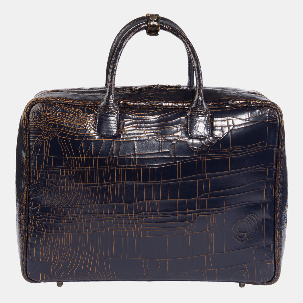 Marc Marmel Midi Benny Bag Luggage in navy luxury leather with sleek design and sturdy handle for stylish travel.