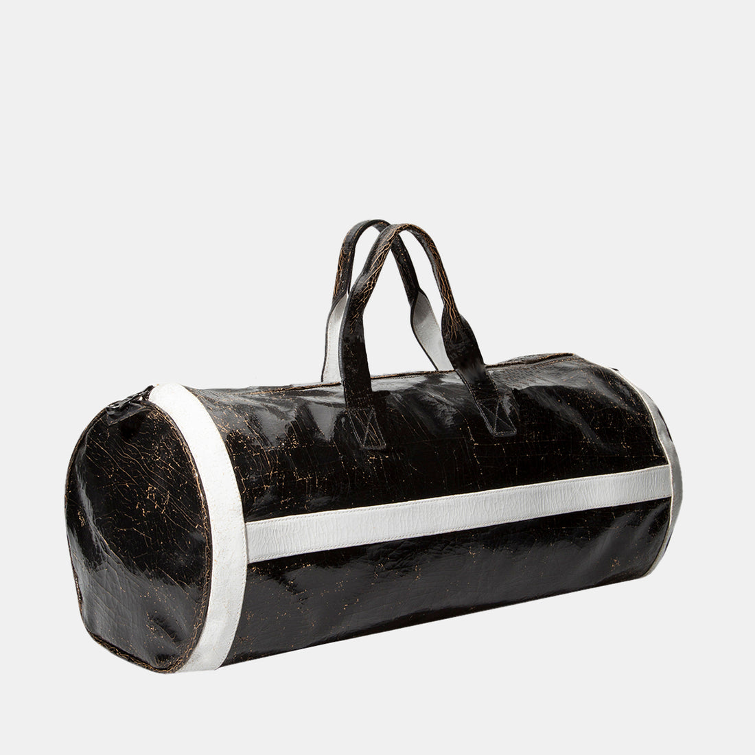 Luxury leather sustainable silk luggage carry-on carryall duffle oval