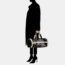 Luxury leather sustainable silk luggage carry-on carryall duffle oval