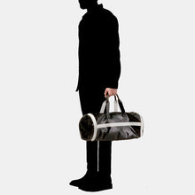 Luxury leather sustainable silk luggage carry-on carryall duffle oval