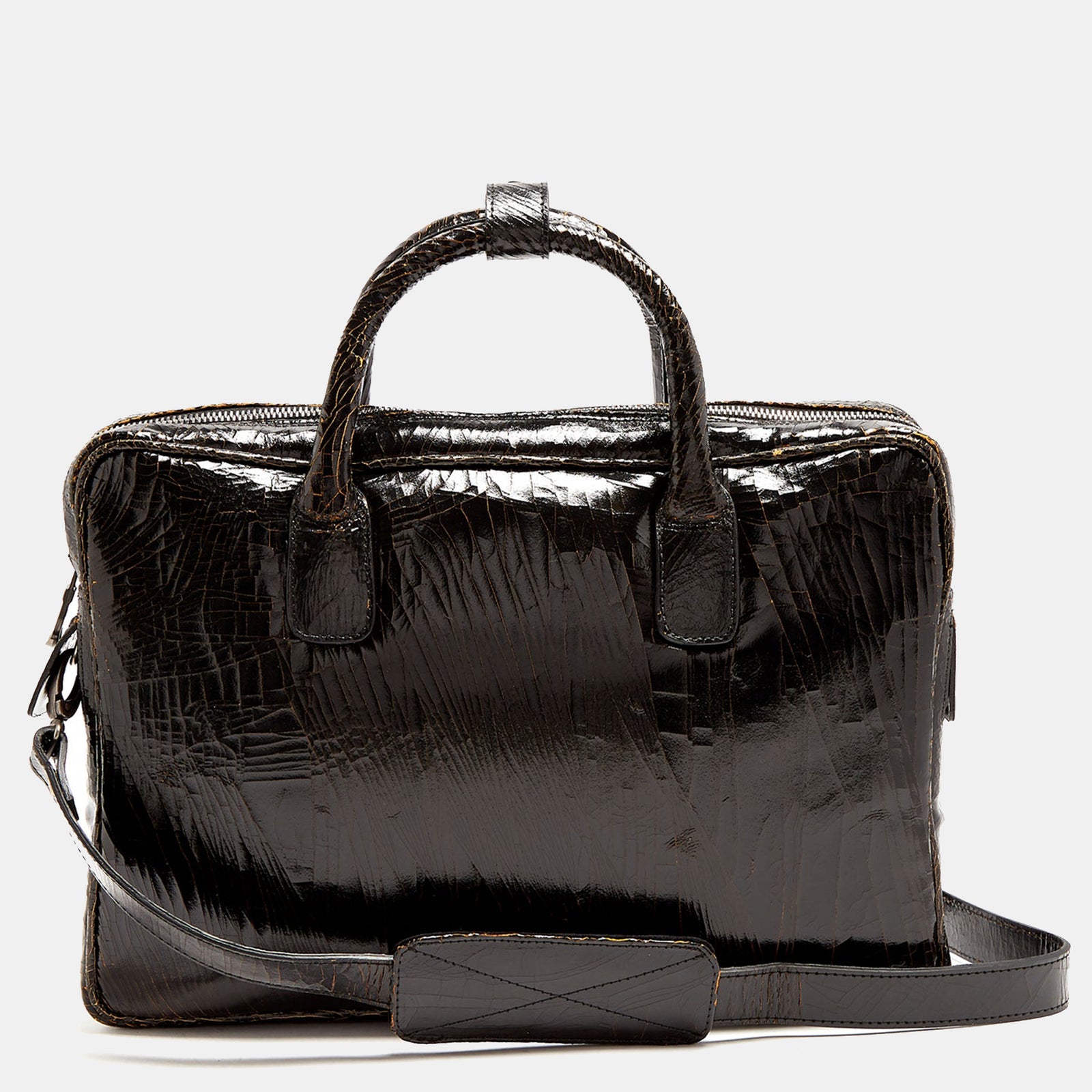 Luxury leather sustainable silk briefcase shoulder bag laptop case carry-on carryall