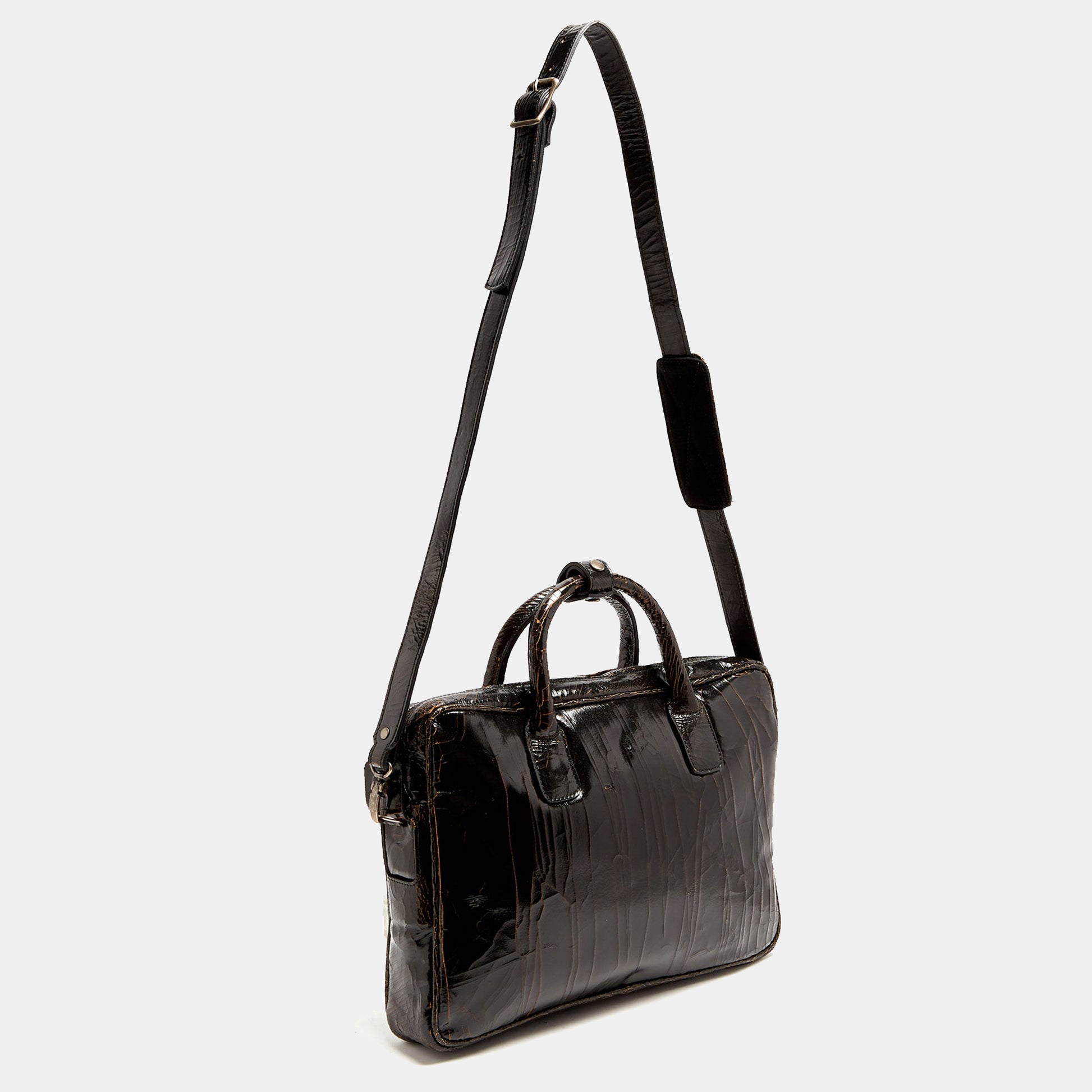 Luxury leather sustainable silk briefcase shoulder bag laptop case carry-on carryall