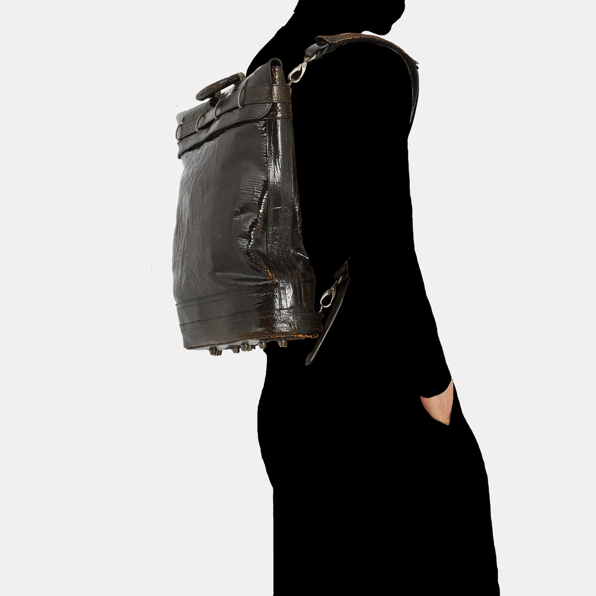 Luxury leather sustainable silk backpack daybag carryall carry-on