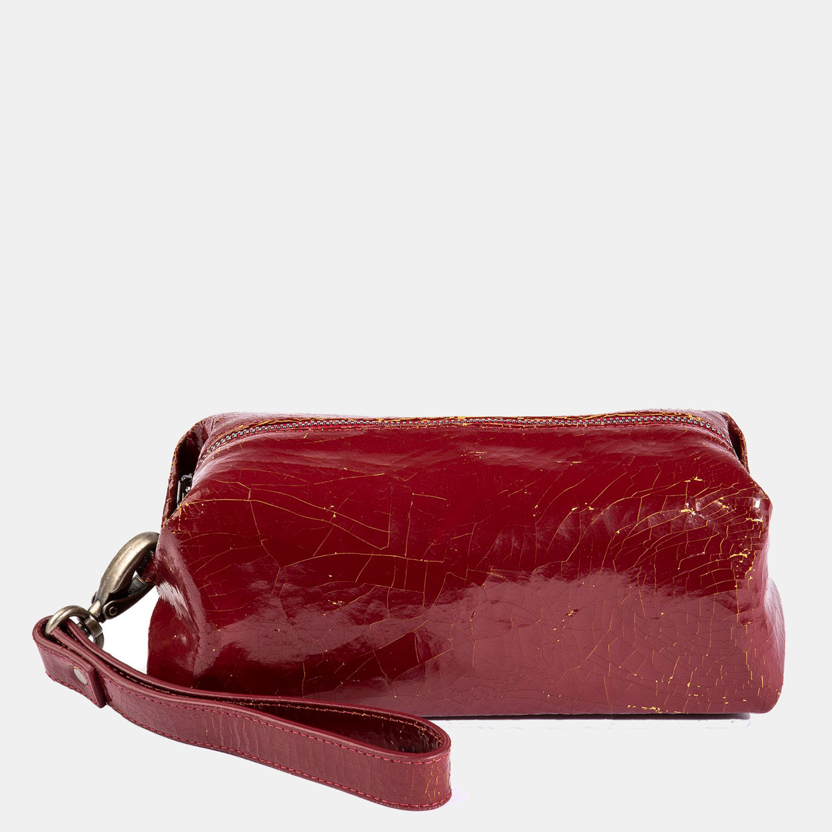Luxury leather sustainable silk cosmetic case toiletries bag