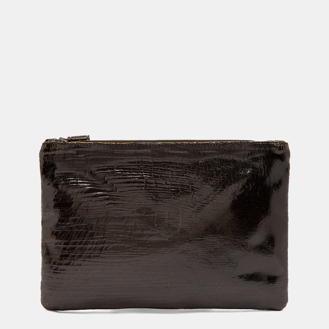 Luxury leather sustainable silk zip pouch cosmetics bag clutch