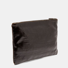 Luxury leather sustainable silk zip pouch cosmetics bag clutch