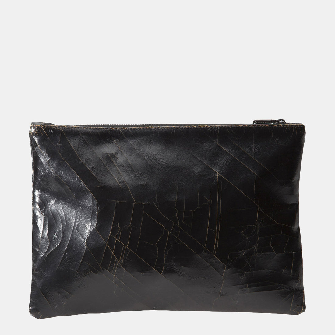 Luxury leather sustainable silk zip pouch cosmetics bag clutch stripes