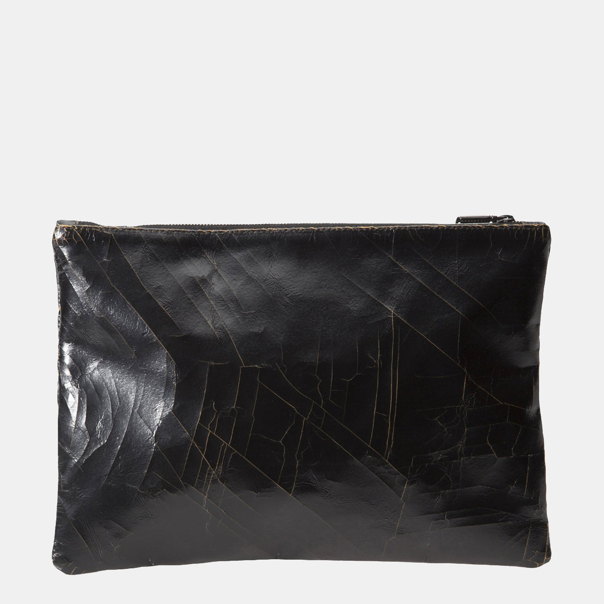 Luxury leather sustainable silk zip pouch cosmetics bag clutch stripes
